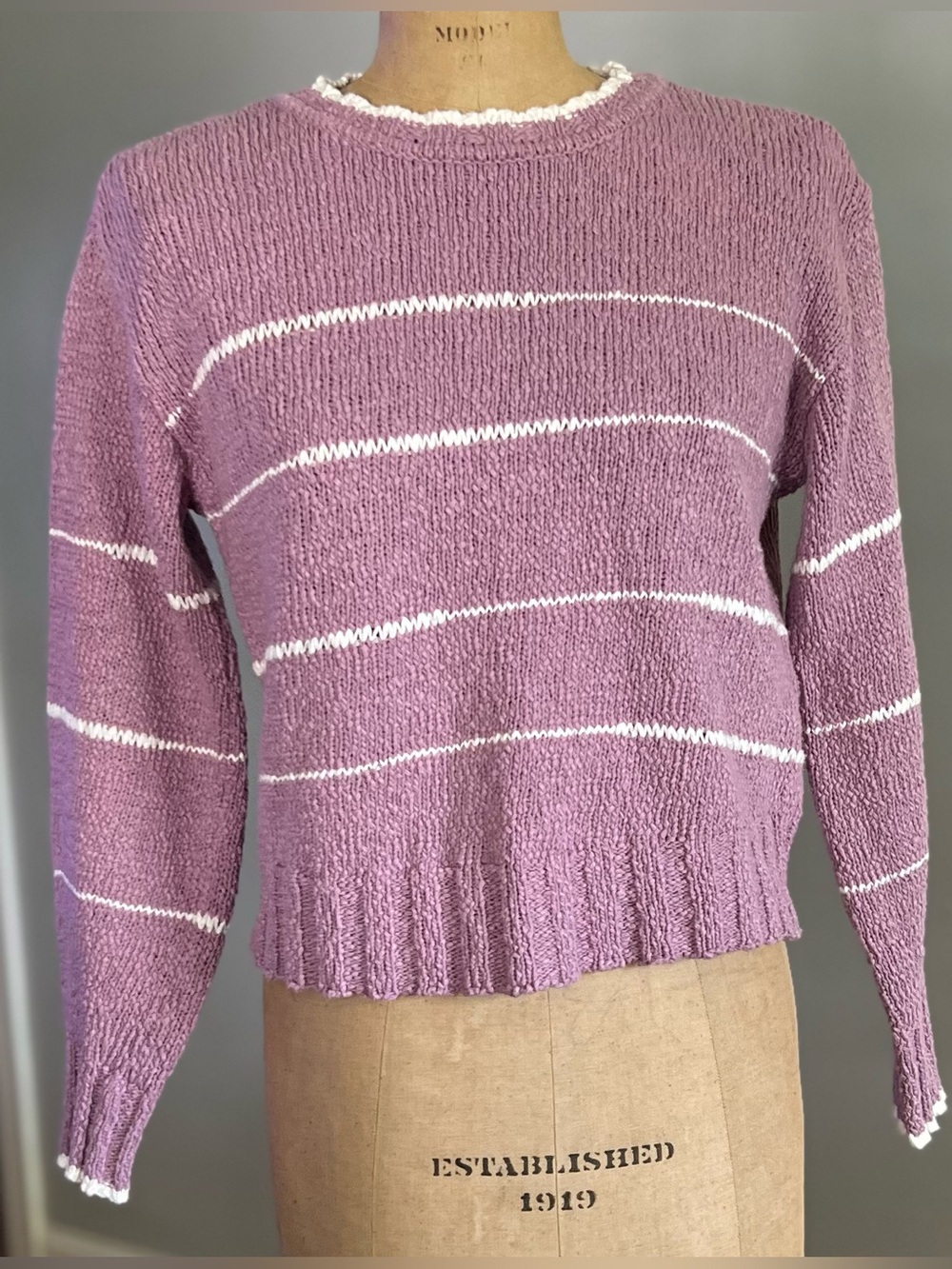 Cabi Heartbeat Purple Striped Sweater  Size XS